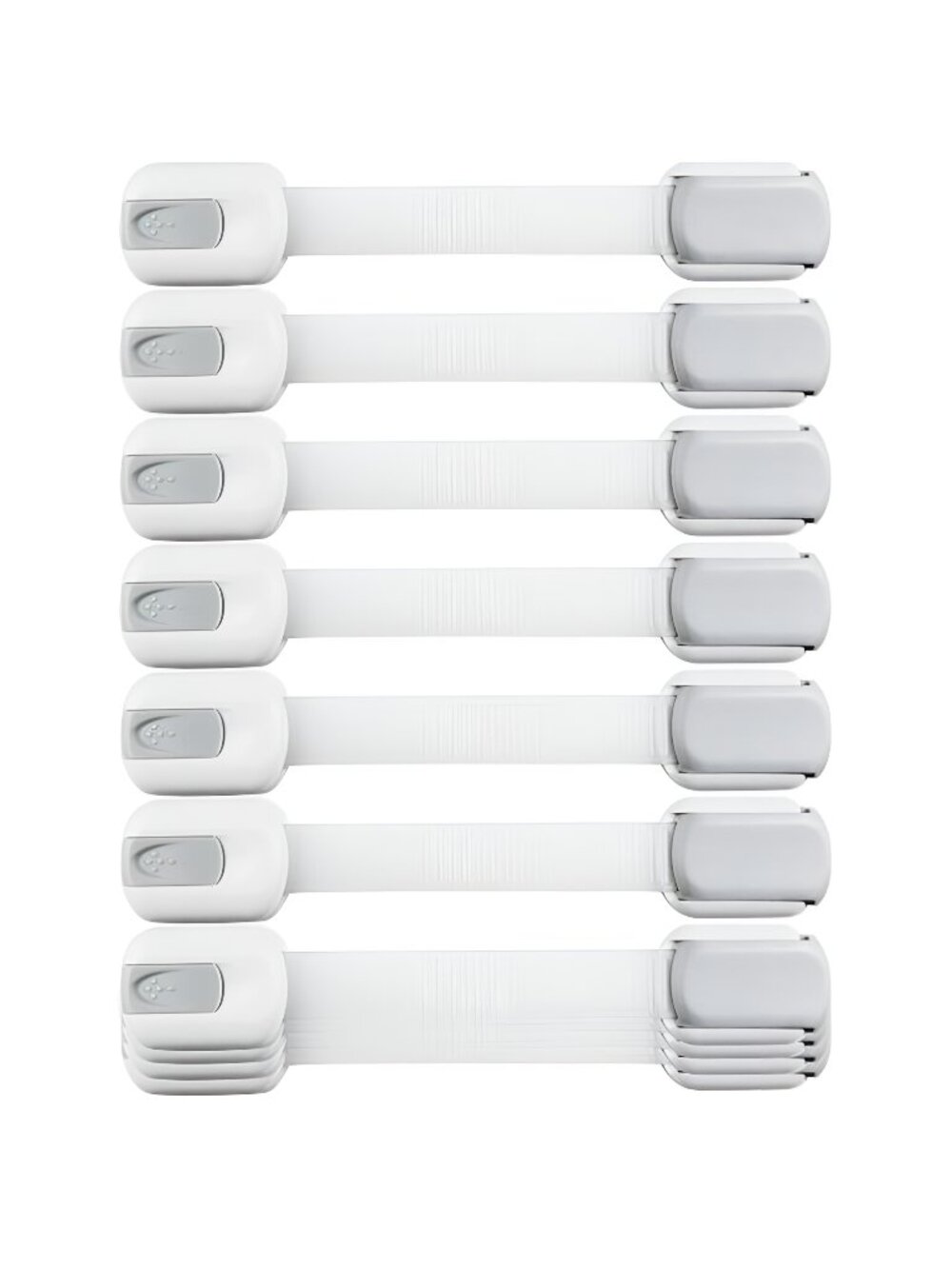 Child Safety Strap Locks (10 Pack) Baby Locks, 3M Adhesive Pads, White/Gray